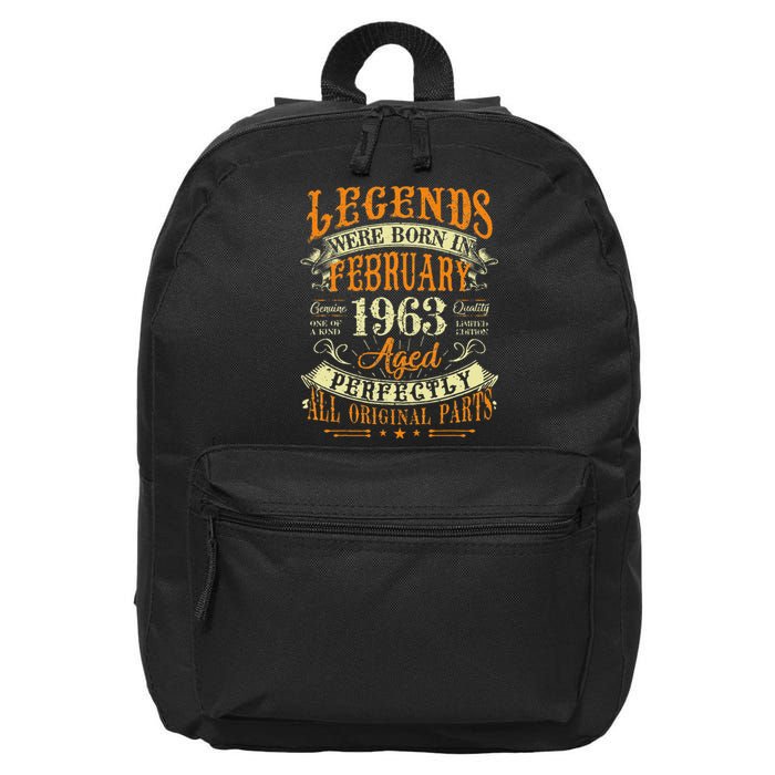 60th Birthday Gift 60 Years Old Legends Born February 1963 16 in Basic Backpack