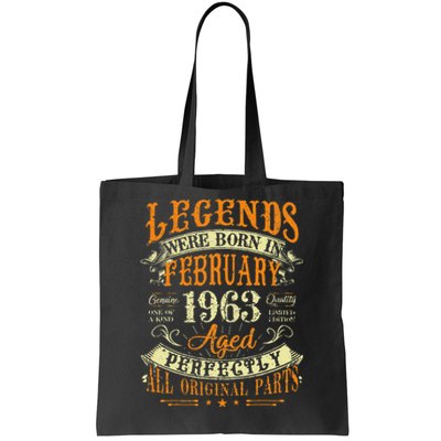 60th Birthday Gift 60 Years Old Legends Born February 1963 Tote Bag