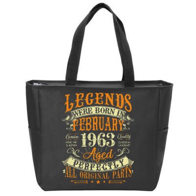 60th Birthday Gift 60 Years Old Legends Born February 1963 Zip Tote Bag