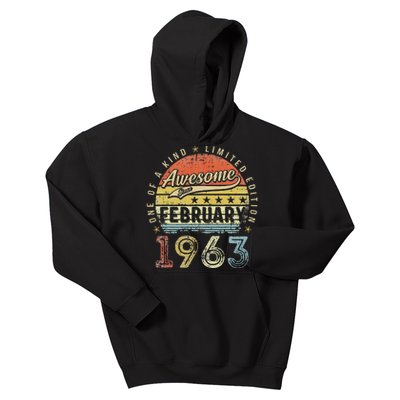 60th Birthday Gift Awesome Since February 1963 60 Year Old Cute Kids Hoodie