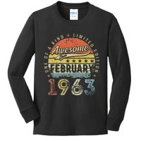 60th Birthday Gift Awesome Since February 1963 60 Year Old Cute Kids Long Sleeve Shirt