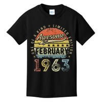 60th Birthday Gift Awesome Since February 1963 60 Year Old Cute Kids T-Shirt