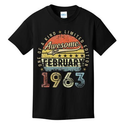 60th Birthday Gift Awesome Since February 1963 60 Year Old Cute Kids T-Shirt