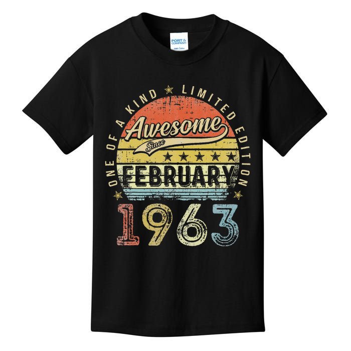 60th Birthday Gift Awesome Since February 1963 60 Year Old Cute Kids T-Shirt