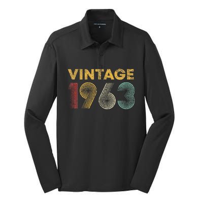 60th Birthday Gift Vintage 1963 60 Years Old Silk Touch Performance Long Sleeve Polo