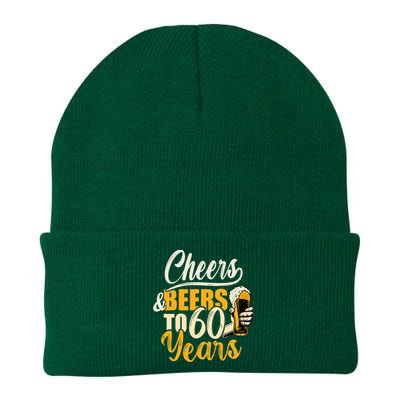 60th Birthday Gift Cheers And Beers To Sixty Years Funny Knit Cap Winter Beanie