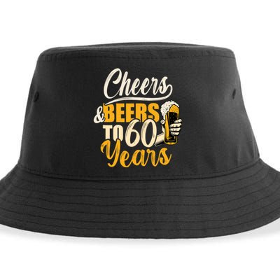 60th Birthday Gift Cheers And Beers To Sixty Years Funny Sustainable Bucket Hat