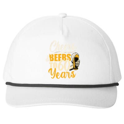 60th Birthday Gift Cheers And Beers To Sixty Years Funny Snapback Five-Panel Rope Hat