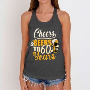 60th Birthday Gift Cheers And Beers To Sixty Years Funny Women's Knotted Racerback Tank