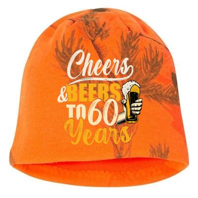 60th Birthday Gift Cheers And Beers To Sixty Years Funny Kati - Camo Knit Beanie