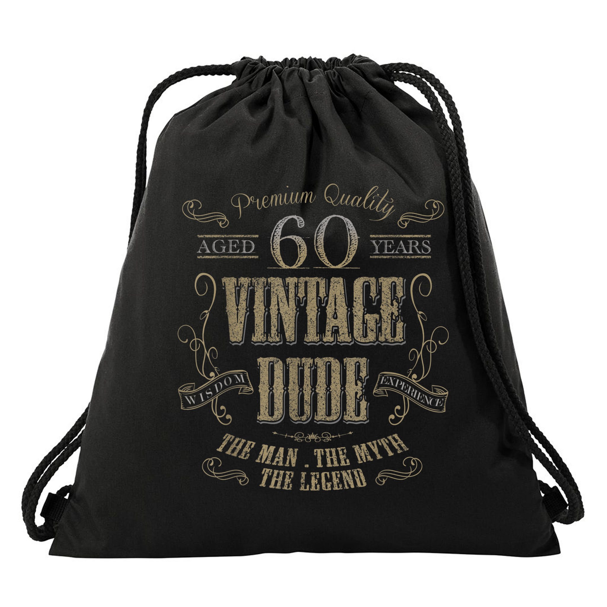 60th birthday gift idea for Vintage Lover 60 years old Dude Drawstring Bag