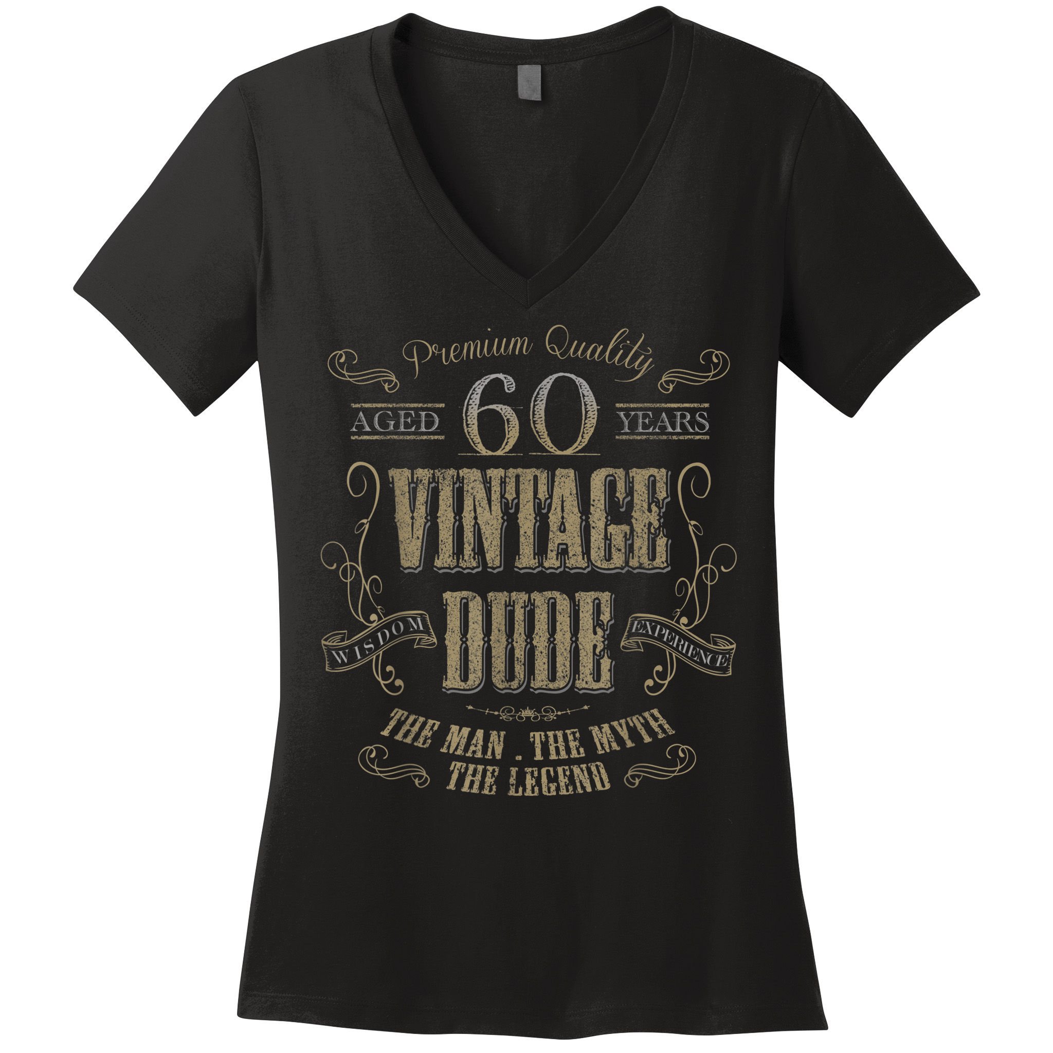 60th birthday gift idea for Vintage Lover 60 years old Dude Women's V-Neck T-Shirt