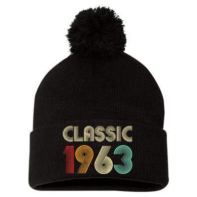 60th Birthday Gift Classic 1963 60 Years Old Pom Pom 12in Knit Beanie