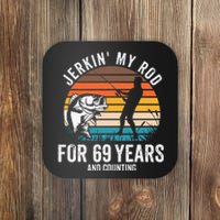 69th Birthday Gift For Fisherman Funny Fishing 69 Bday Coaster