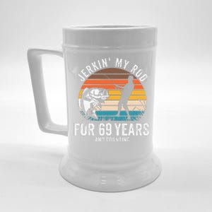 69th Birthday Gift For Fisherman Funny Fishing 69 Bday Beer Stein