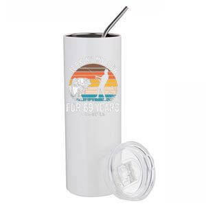 69th Birthday Gift For Fisherman Funny Fishing 69 Bday Stainless Steel Tumbler