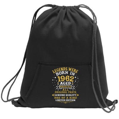 60th Birthday Gift Vintage 1962 Sweatshirt Cinch Pack Bag