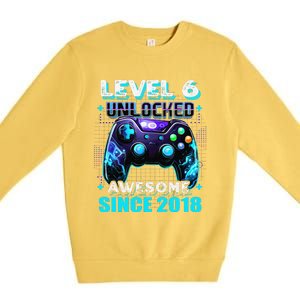 6th Birthday Gamer 6 Year Old Funny Bday Boy Six Son Premium Crewneck Sweatshirt