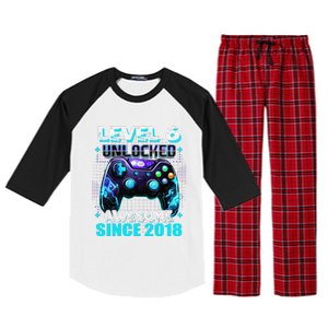 6th Birthday Gamer 6 Year Old Funny Bday Boy Six Son Raglan Sleeve Pajama Set