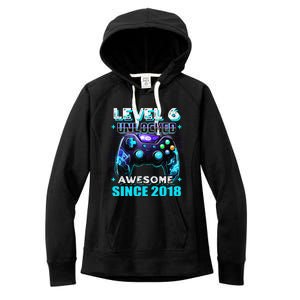 6th Birthday Gamer 6 Year Old Funny Bday Boy Six Son Women's Fleece Hoodie