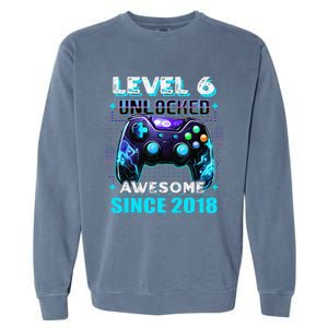 6th Birthday Gamer 6 Year Old Funny Bday Boy Six Son Garment-Dyed Sweatshirt