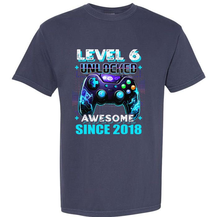 6th Birthday Gamer 6 Year Old Funny Bday Boy Six Son Garment-Dyed Heavyweight T-Shirt