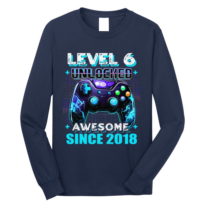 6th Birthday Gamer 6 Year Old Funny Bday Boy Six Son Long Sleeve Shirt