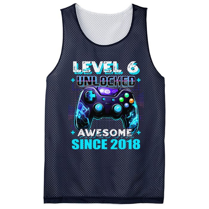 6th Birthday Gamer 6 Year Old Funny Bday Boy Six Son Mesh Reversible Basketball Jersey Tank