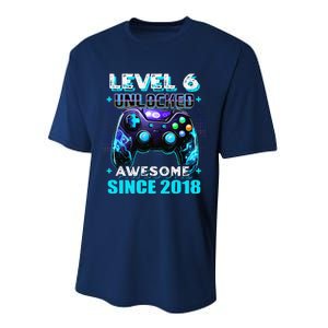 6th Birthday Gamer 6 Year Old Funny Bday Boy Six Son Performance Sprint T-Shirt