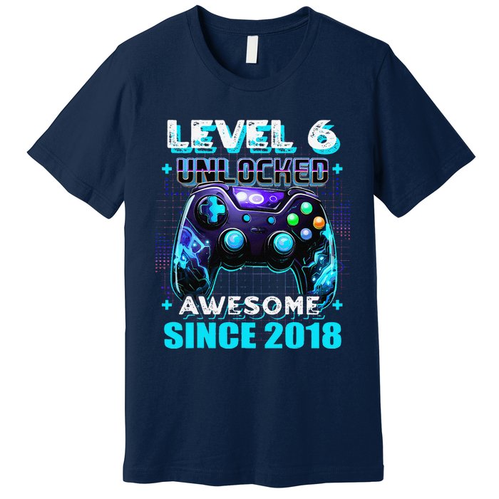 6th Birthday Gamer 6 Year Old Funny Bday Boy Six Son Premium T-Shirt