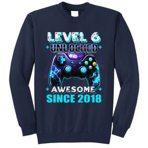 6th Birthday Gamer 6 Year Old Funny Bday Boy Six Son Tall Sweatshirt