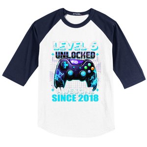 6th Birthday Gamer 6 Year Old Funny Bday Boy Six Son Baseball Sleeve Shirt