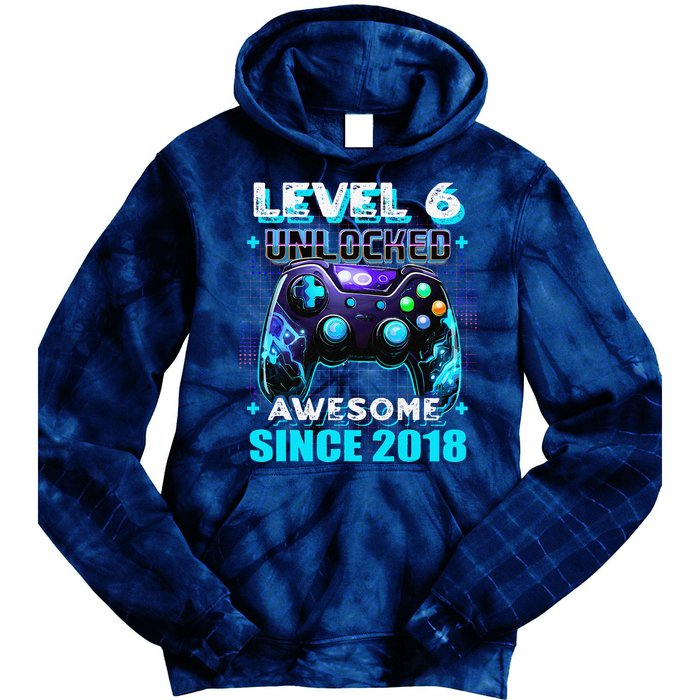 6th Birthday Gamer 6 Year Old Funny Bday Boy Six Son Tie Dye Hoodie