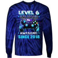 6th Birthday Gamer 6 Year Old Funny Bday Boy Six Son Tie-Dye Long Sleeve Shirt