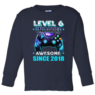 6th Birthday Gamer 6 Year Old Funny Bday Boy Six Son Toddler Long Sleeve Shirt