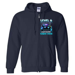 6th Birthday Gamer 6 Year Old Funny Bday Boy Six Son Full Zip Hoodie