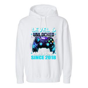 6th Birthday Gamer 6 Year Old Funny Bday Boy Six Son Garment-Dyed Fleece Hoodie