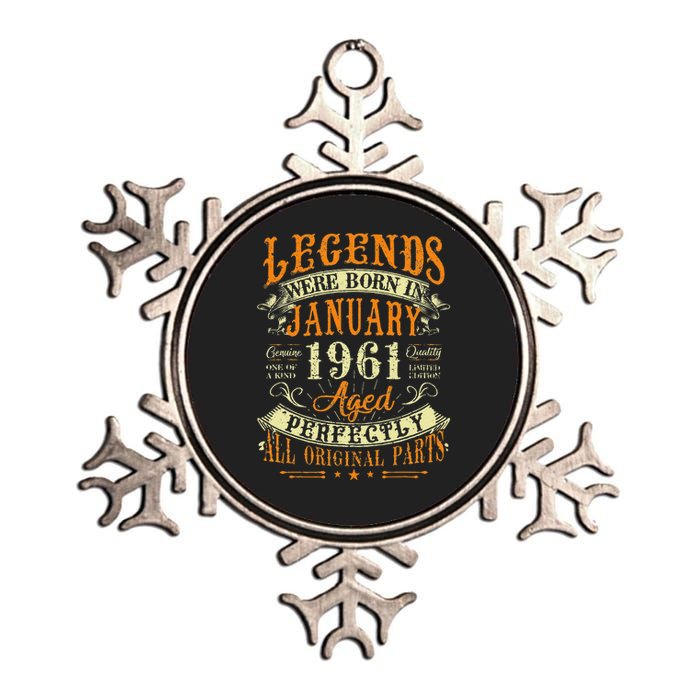 62th Birthday Gift 62 Years Old Legends Born In January 1961 Metallic Star Ornament