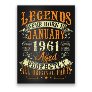 62th Birthday Gift 62 Years Old Legends Born In January 1961 Poster