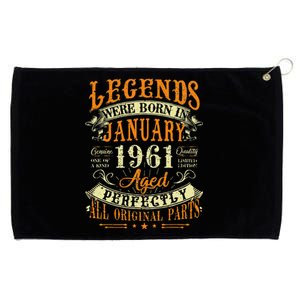 62th Birthday Gift 62 Years Old Legends Born In January 1961 Grommeted Golf Towel