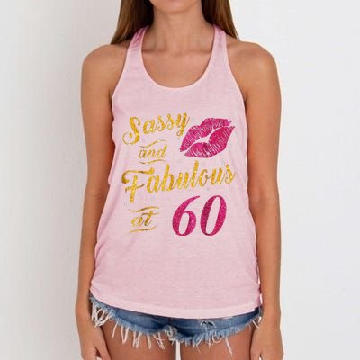 60th Birthday Gift Sassy And Fabulous 60 Year Old Women's Knotted Racerback Tank