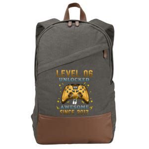 6th Birthday Gifts Level 6 Unlocked 6 Years Old Gamer Cotton Canvas Backpack