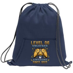 6th Birthday Gifts Level 6 Unlocked 6 Years Old Gamer Sweatshirt Cinch Pack Bag