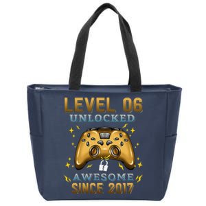 6th Birthday Gifts Level 6 Unlocked 6 Years Old Gamer Zip Tote Bag