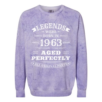 60th Birthday Gift Vintage Legends Born In 1963 60 Years Old Colorblast Crewneck Sweatshirt