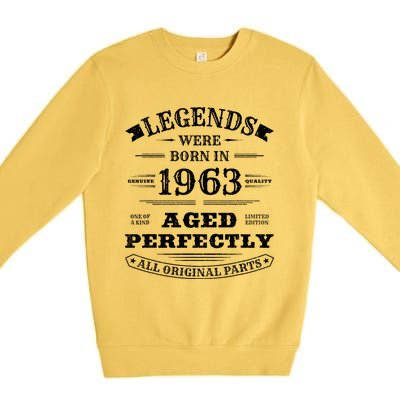 60th Birthday Gift Vintage Legends Born In 1963 60 Years Old Premium Crewneck Sweatshirt