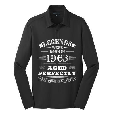 60th Birthday Gift Vintage Legends Born In 1963 60 Years Old Silk Touch Performance Long Sleeve Polo