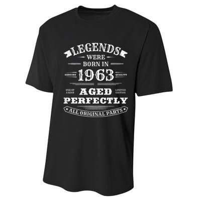 60th Birthday Gift Vintage Legends Born In 1963 60 Years Old Performance Sprint T-Shirt