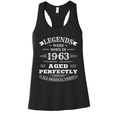 60th Birthday Gift Vintage Legends Born In 1963 60 Years Old Women's Racerback Tank