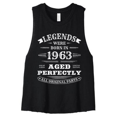 60th Birthday Gift Vintage Legends Born In 1963 60 Years Old Women's Racerback Cropped Tank